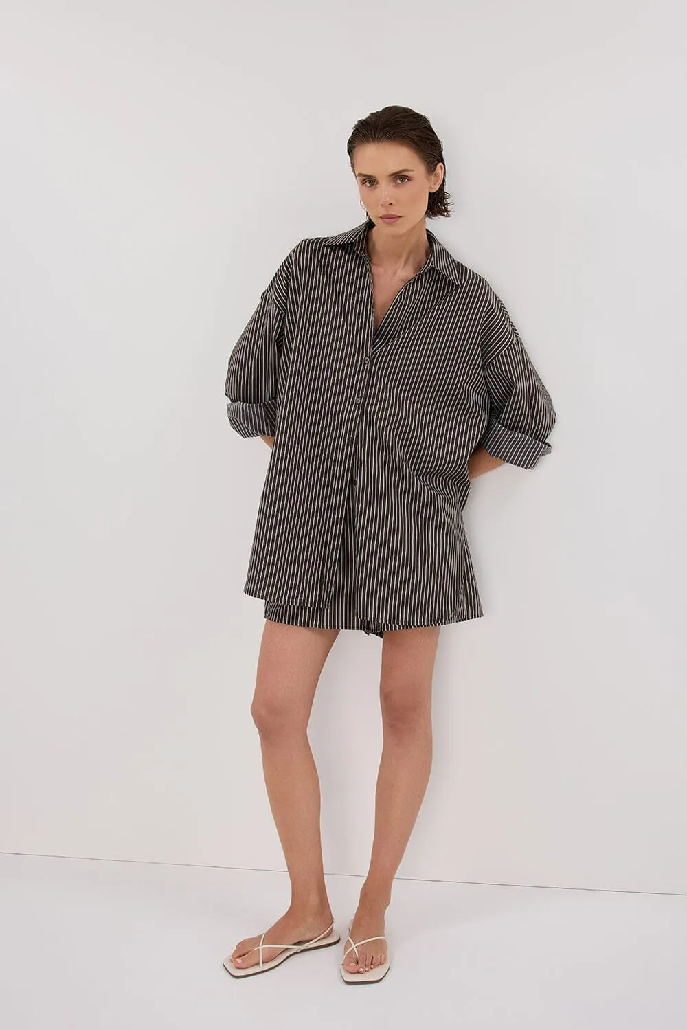 PALMA BITTER CHOC SILK BLEND SHIRT