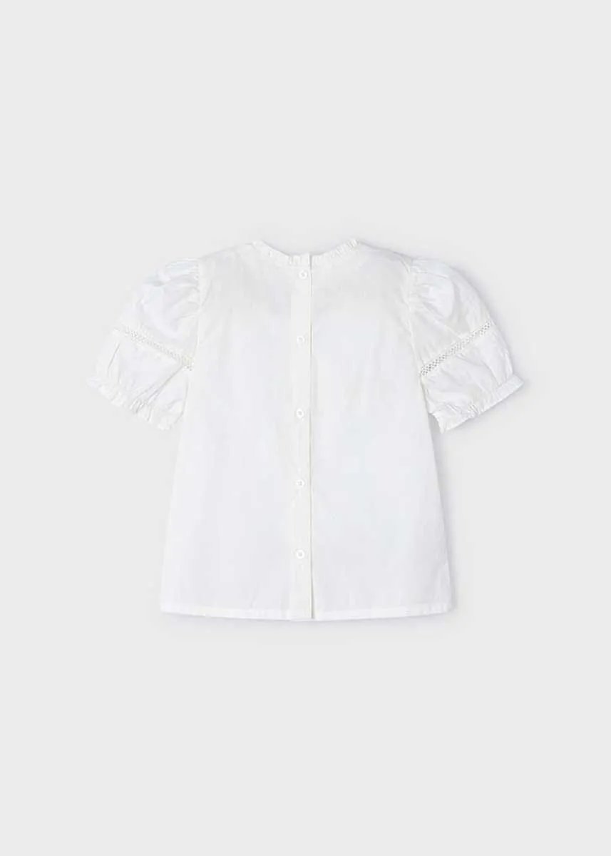 Penny Girls Poplin Eyelet Shirt - Natural