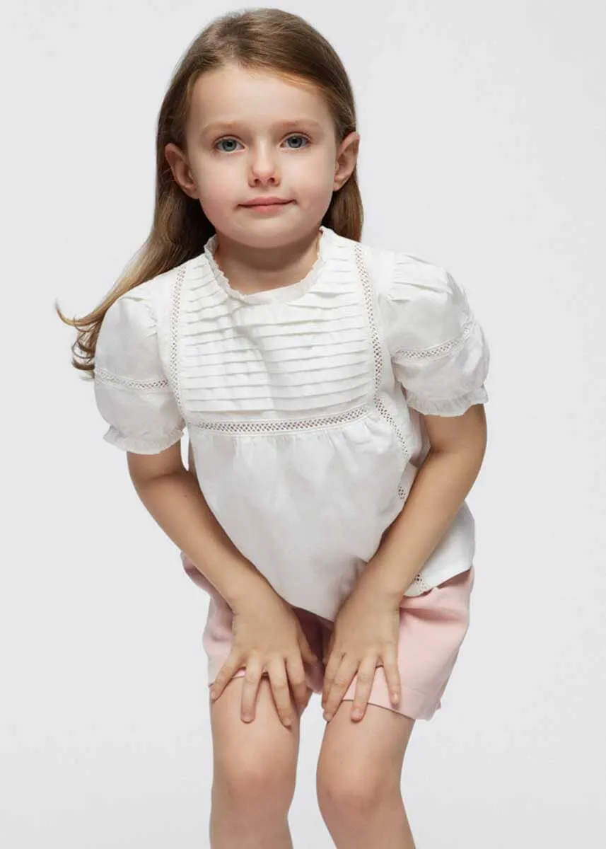 Penny Girls Poplin Eyelet Shirt - Natural
