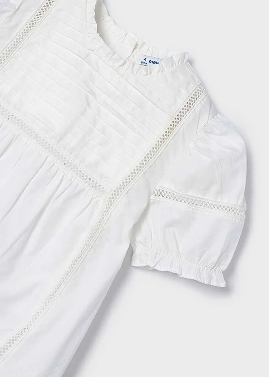 Penny Girls Poplin Eyelet Shirt - Natural