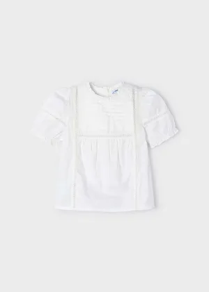 Penny Girls Poplin Eyelet Shirt - Natural