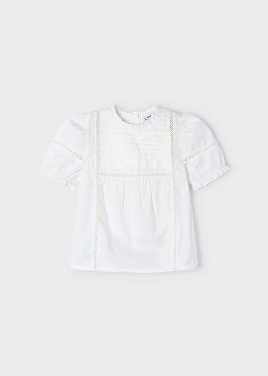Penny Girls Poplin Eyelet Shirt - Natural