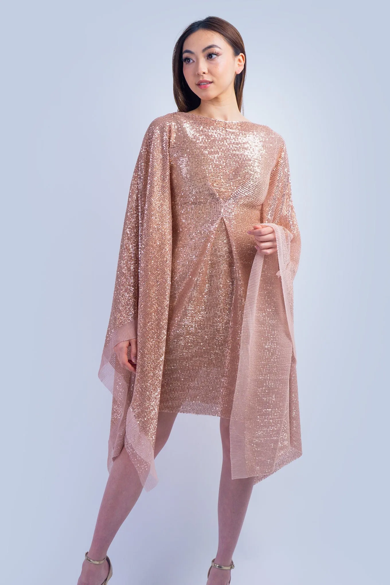 Pre Order Gold Sequin Boat Neck Caftan Milan Dress