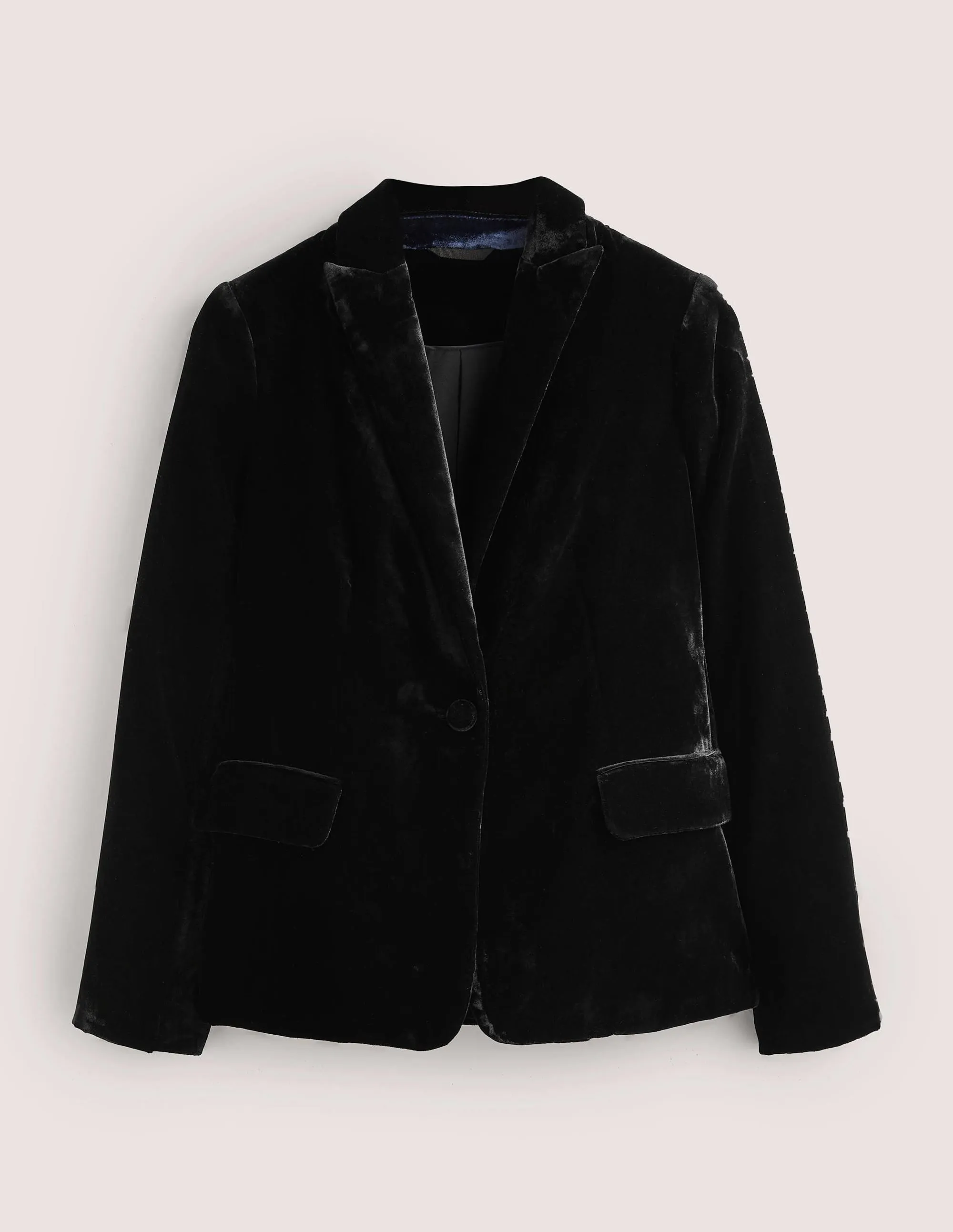 Relaxed Velvet Blazer-Black