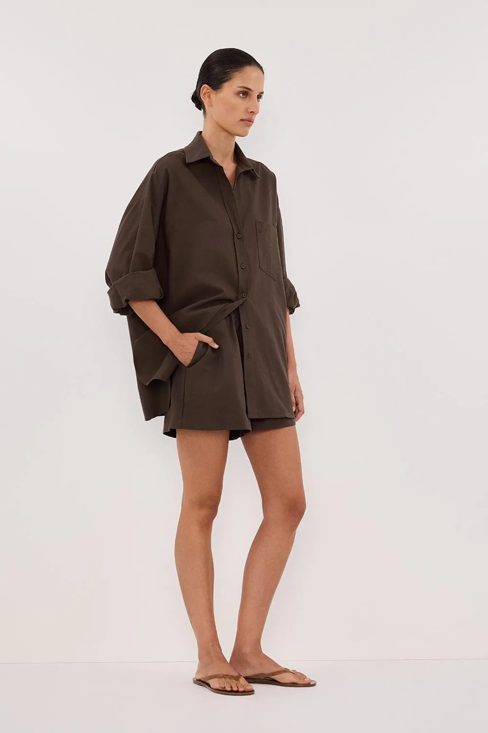 RHEA BITTER CHOC COTTON SHORT