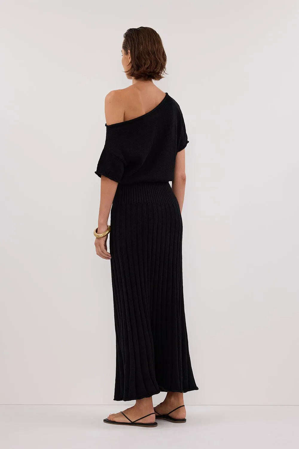 RICK BLACK ASYM KNIT MIDI DRESS