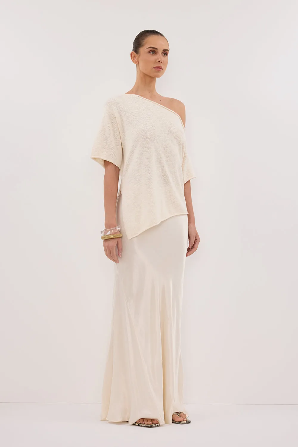 RICK CREAM ASYM KNIT TOP