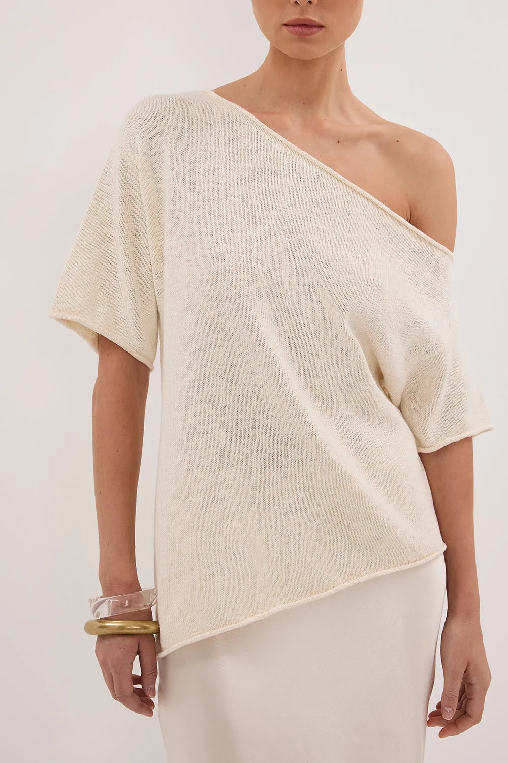 RICK CREAM ASYM KNIT TOP