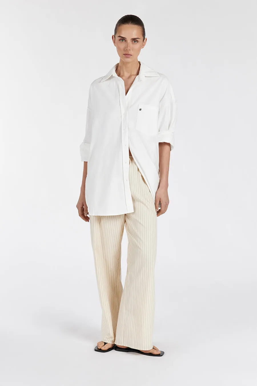 RILEY CREAM COTTON STRIPE PANT