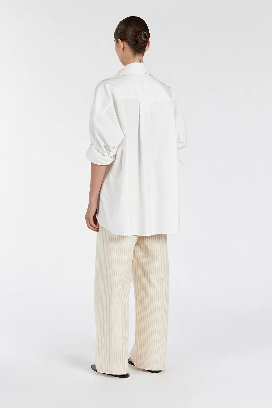 RILEY CREAM COTTON STRIPE PANT