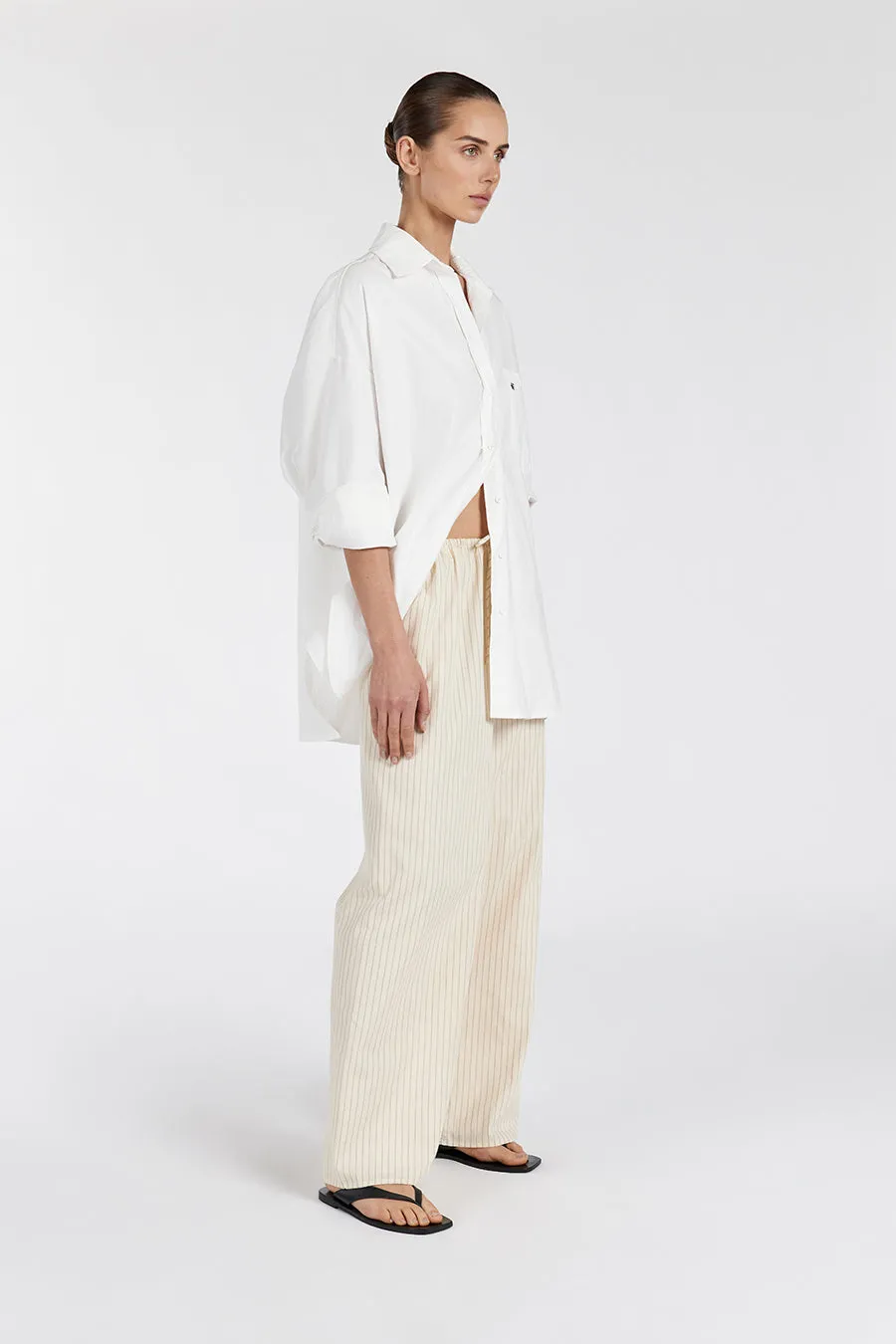 RILEY CREAM COTTON STRIPE PANT