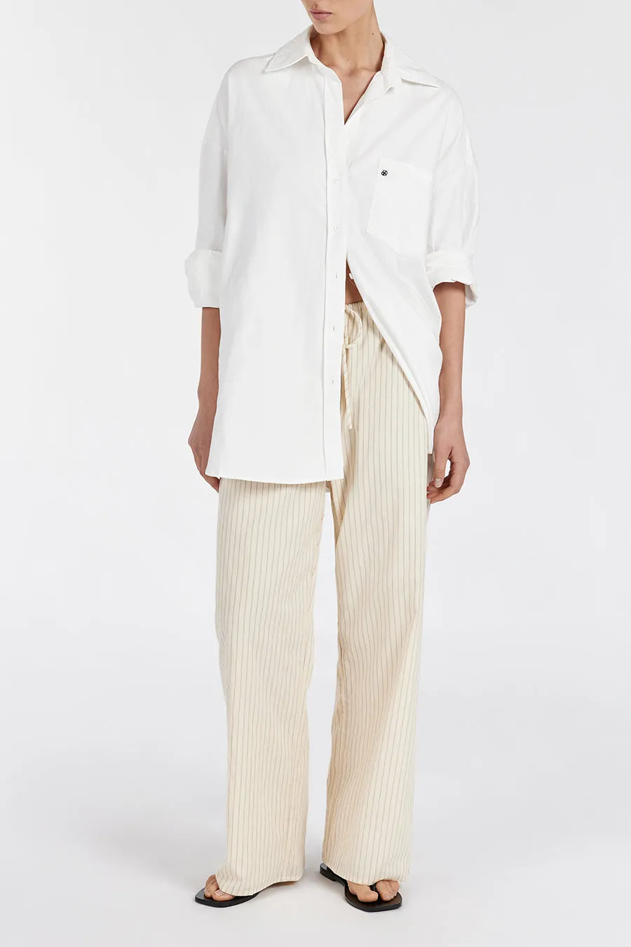RILEY CREAM COTTON STRIPE PANT