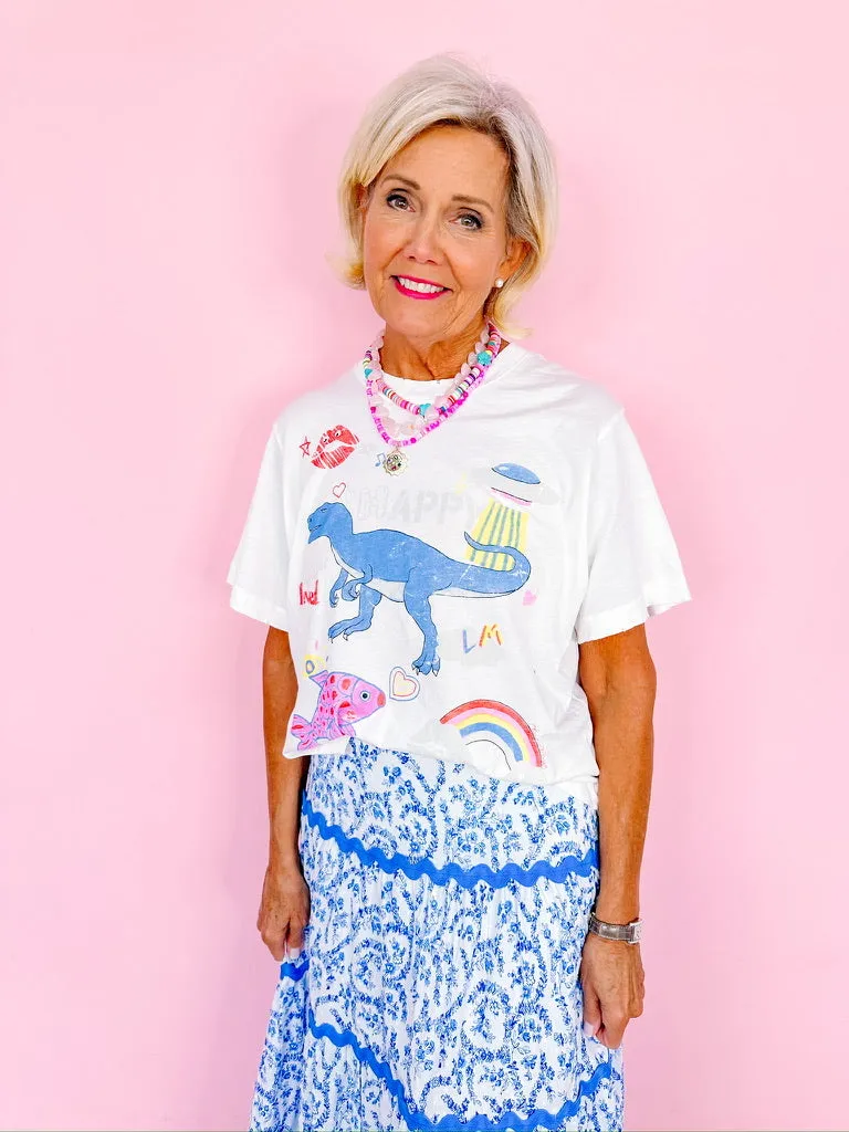 RUE BOXY DINO CROP TEE