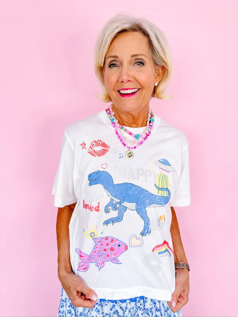 RUE BOXY DINO CROP TEE