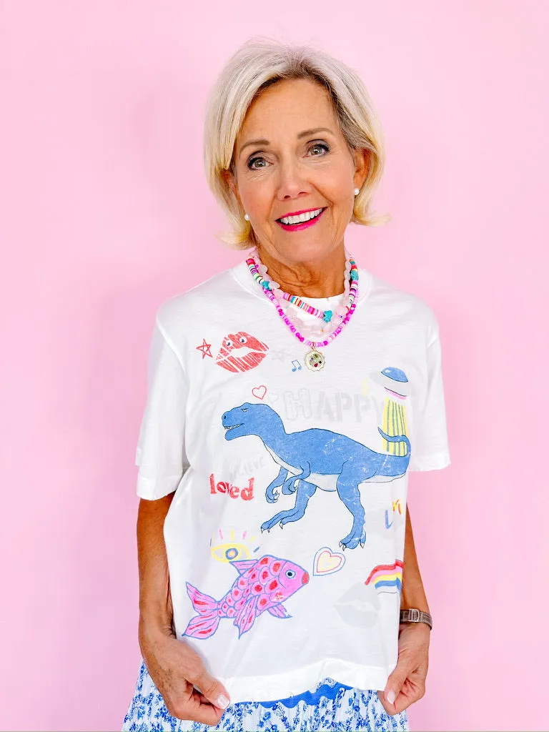 RUE BOXY DINO CROP TEE