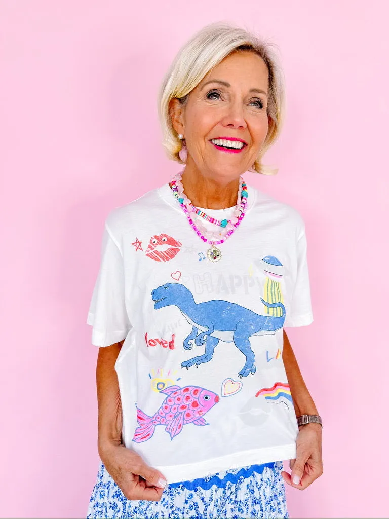 RUE BOXY DINO CROP TEE