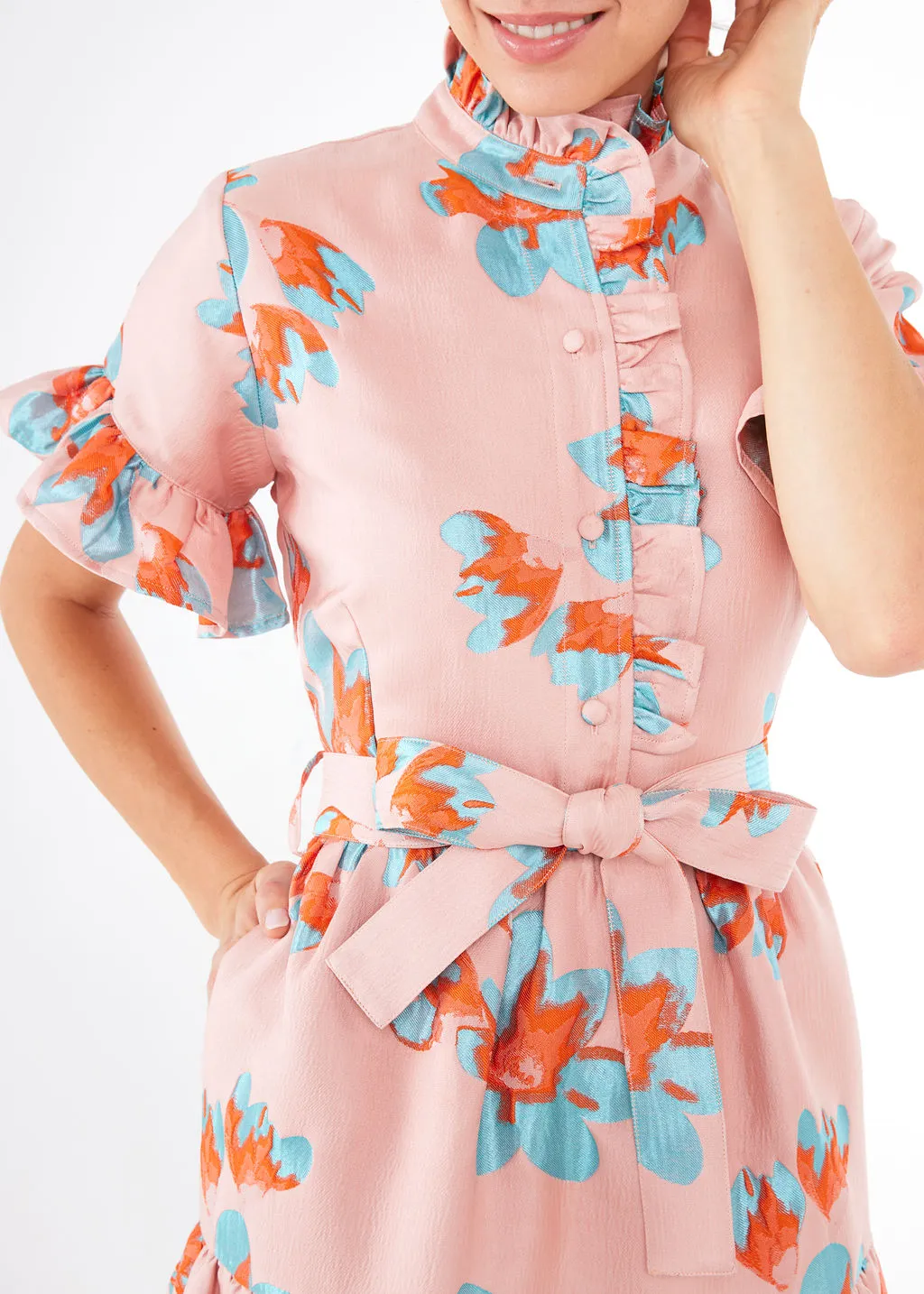 Sadie Maxi Dress Pink Plumeria Jacquard