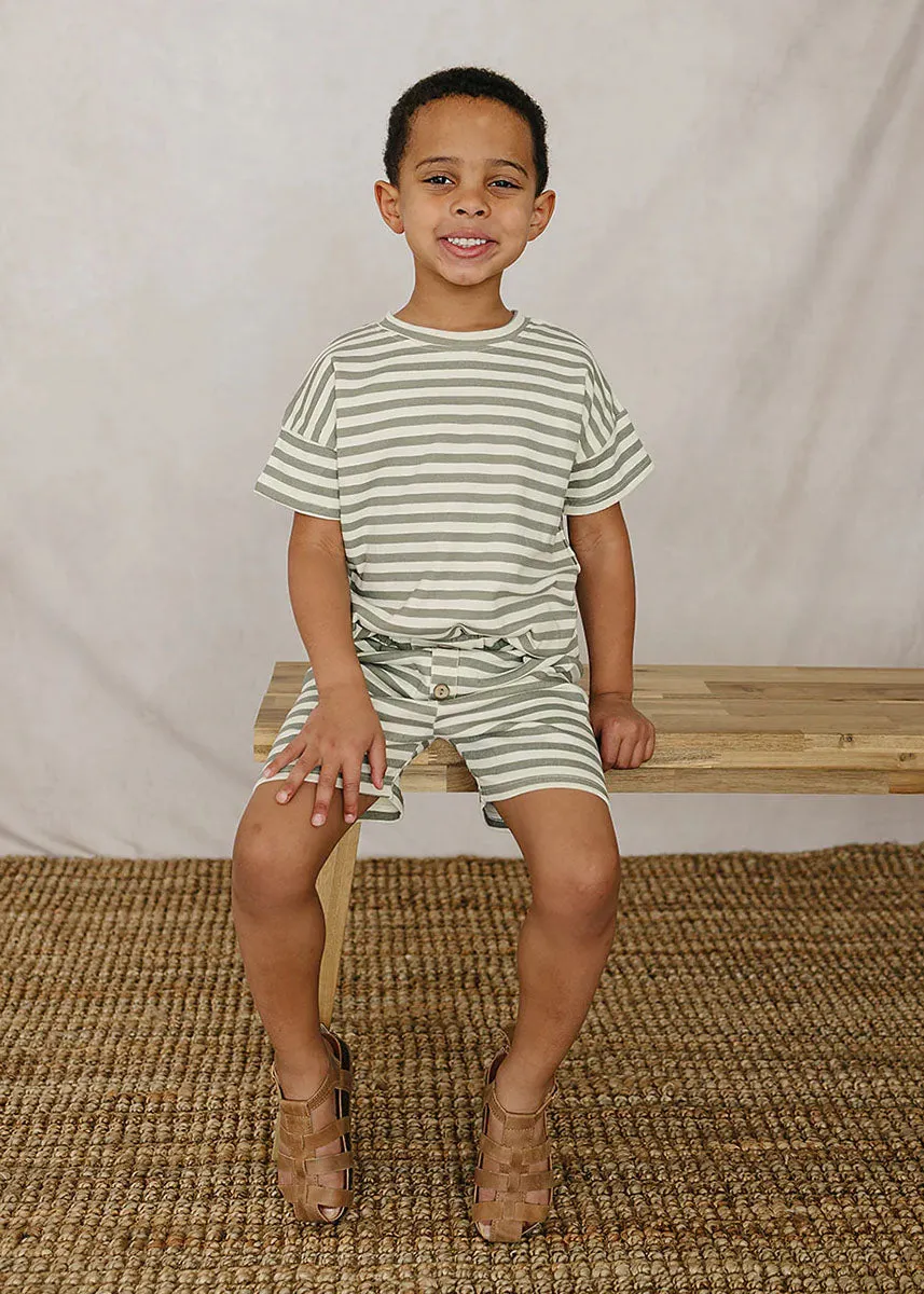 Sage Stripe Button Short Set