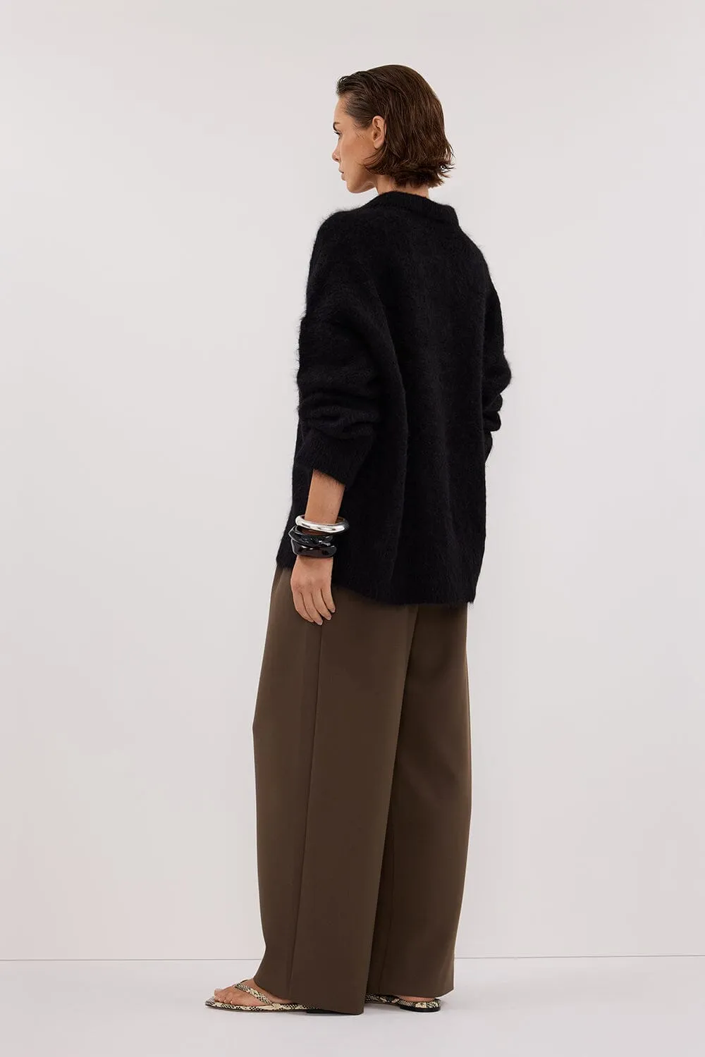 SALMA BLACK POLO NECK KNIT CARDIGAN