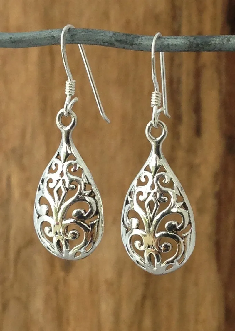 Serene Drop Silver Earrings