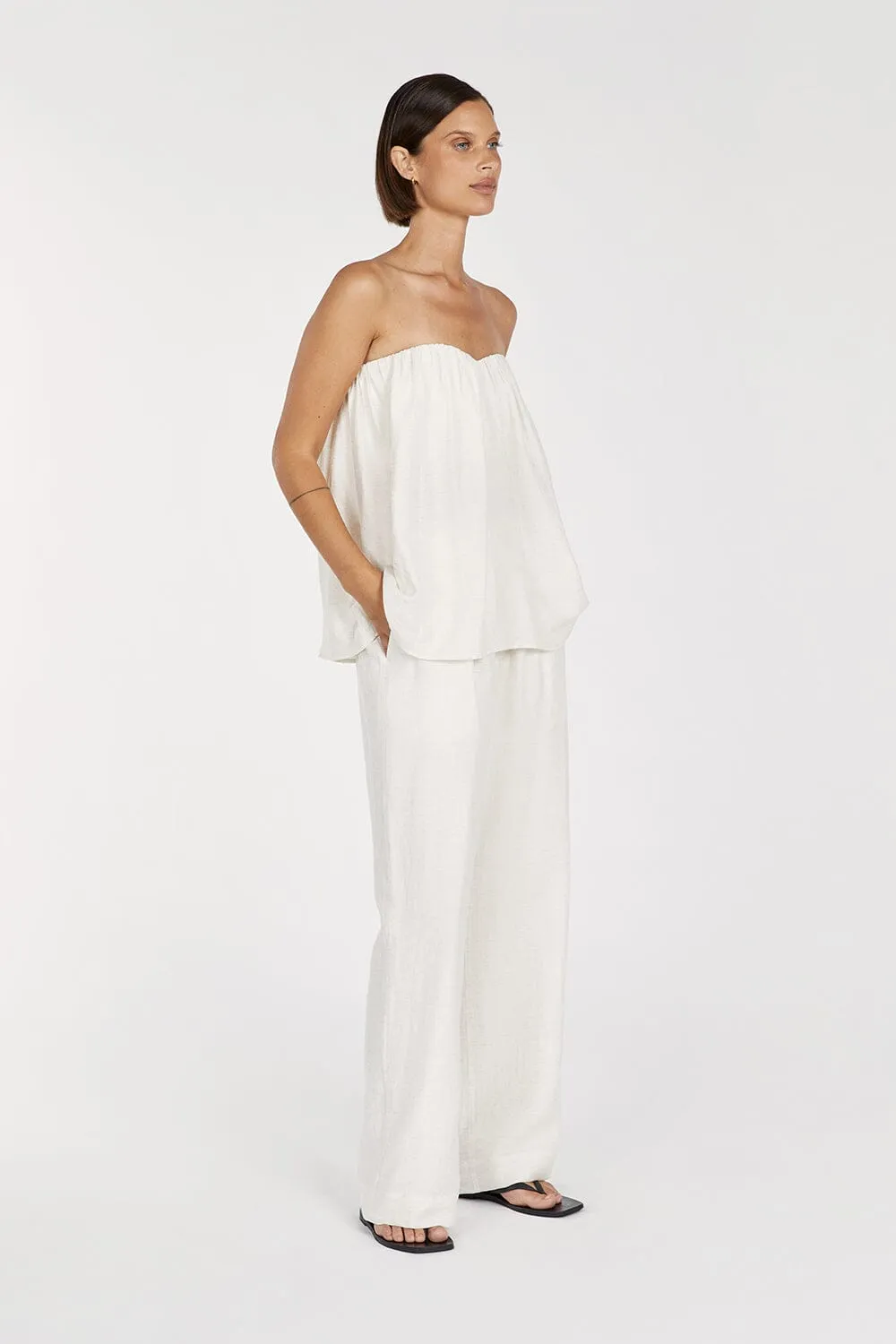 SHANIYA OFF WHITE LINEN BLEND PANT