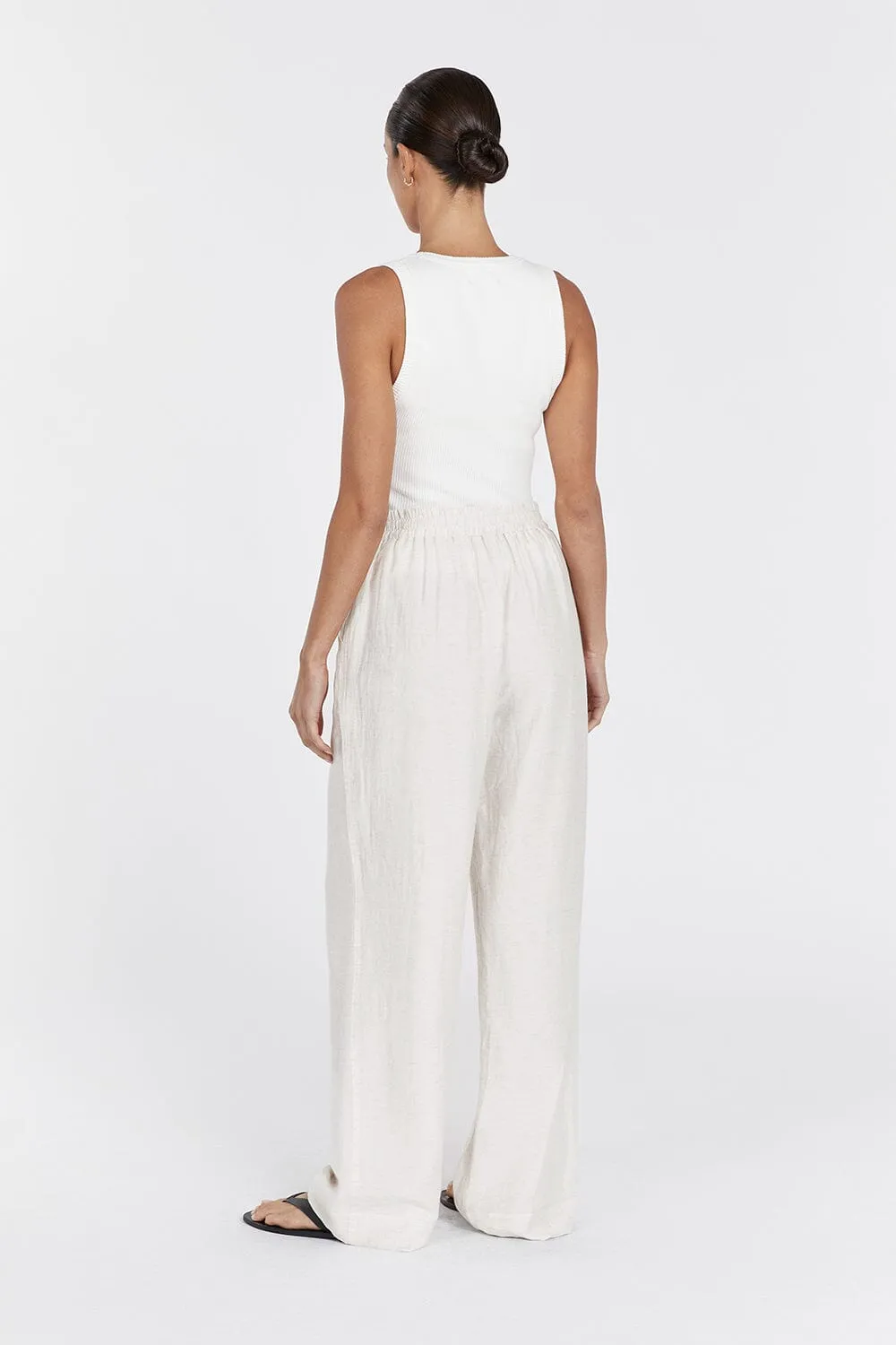 SHANIYA OFF WHITE LINEN BLEND PANT