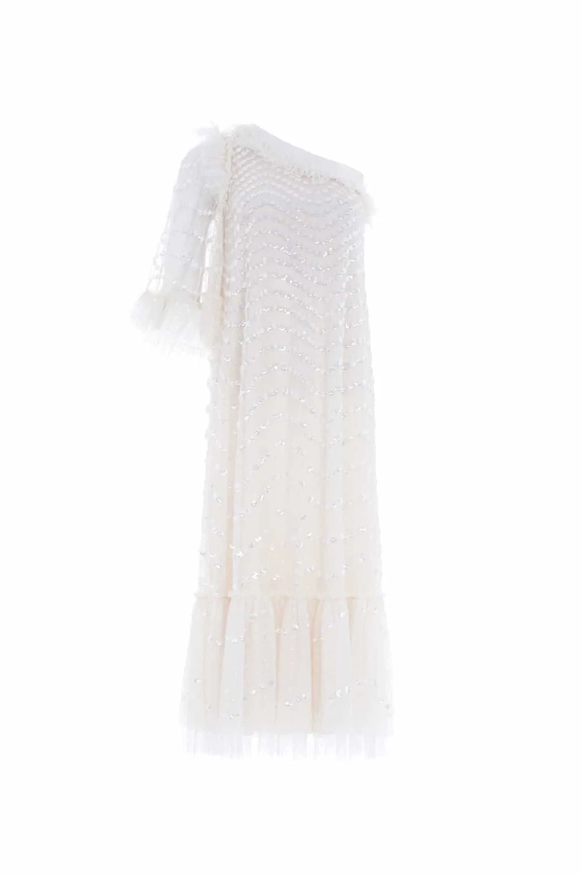 Shimmer Wave Gloss One-Shoulder Ballerina Dress