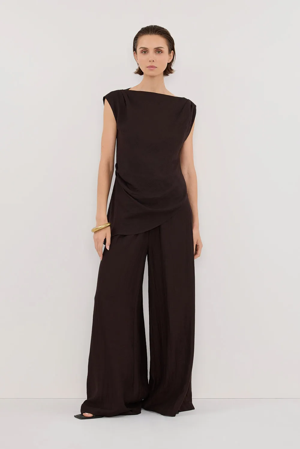 SHYLA BITTER CHOC WIDE LEG PANT
