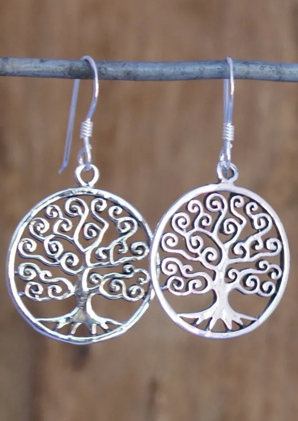 Silver Klimt Tree of Life Earrings