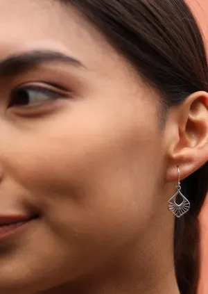 Silver Nouveau Teardrop Flat Earrings