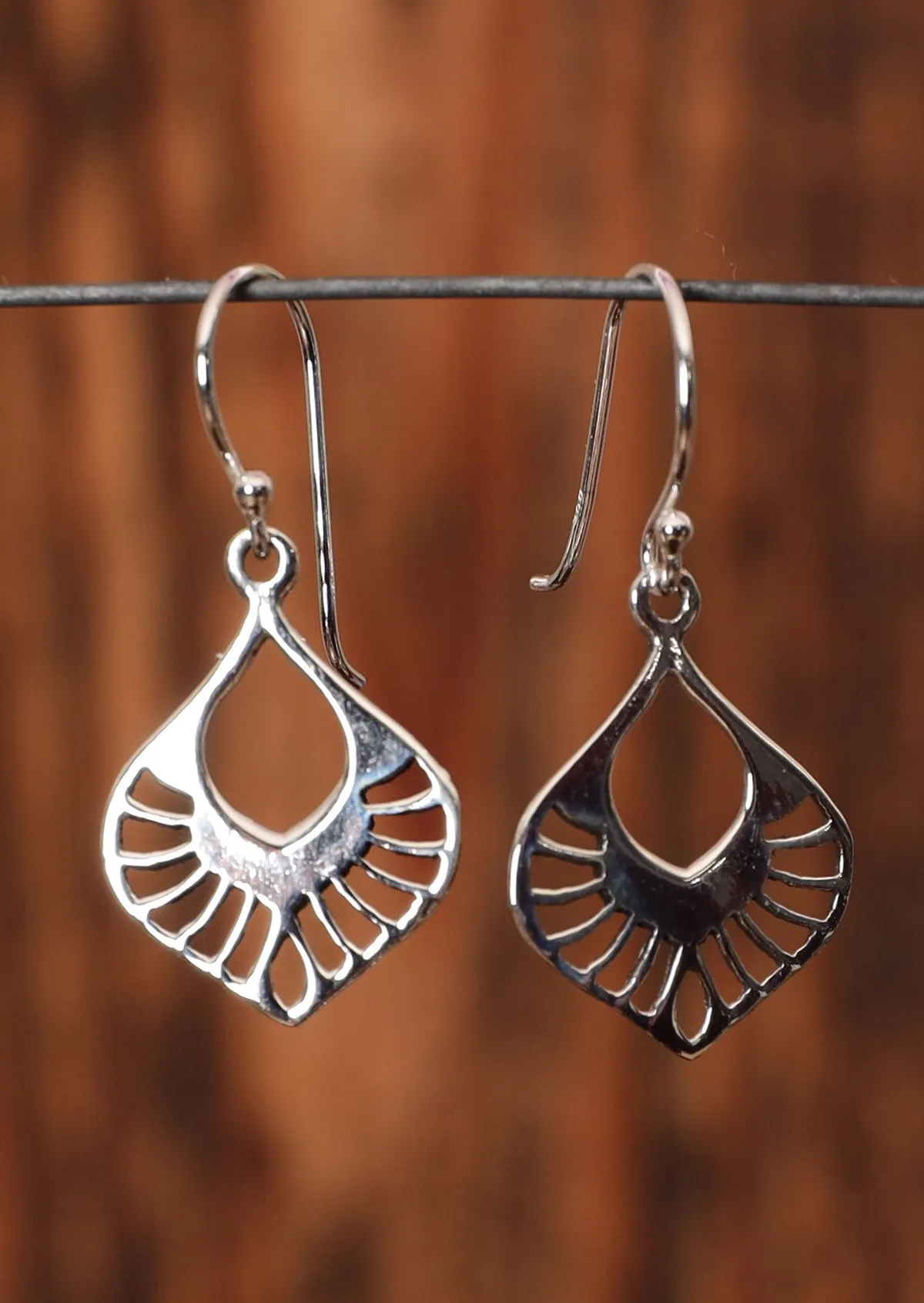 Silver Nouveau Teardrop Flat Earrings