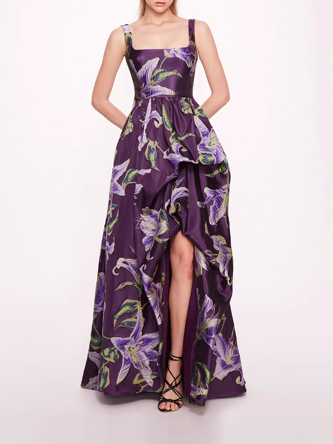 Square Neck Drape Ballgown