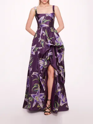 Square Neck Drape Ballgown