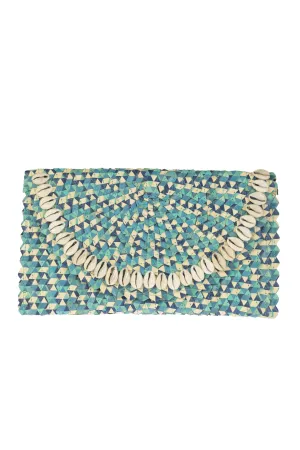 Straw Envelope Clutch / Turquoise