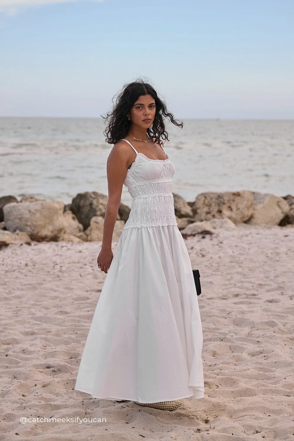 TOBY WHITE COTTON MIDI DRESS