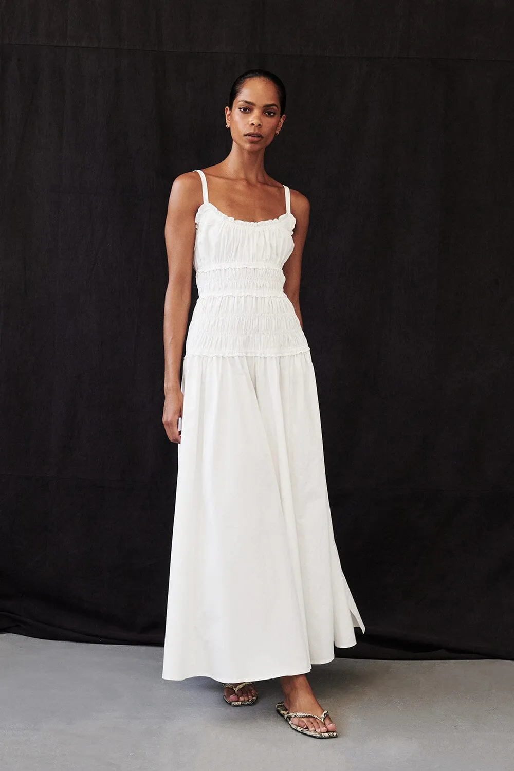 TOBY WHITE COTTON MIDI DRESS