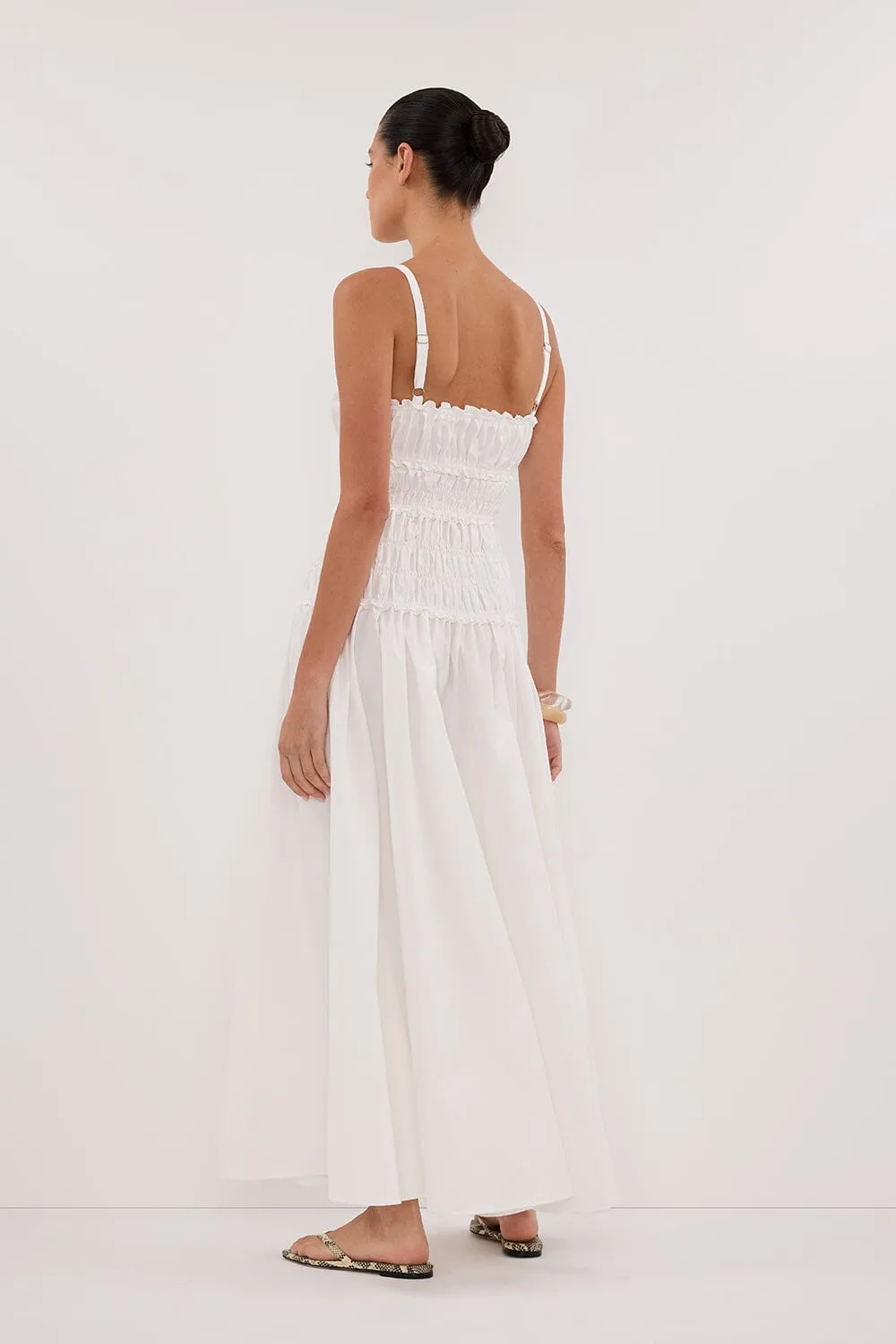 TOBY WHITE COTTON MIDI DRESS