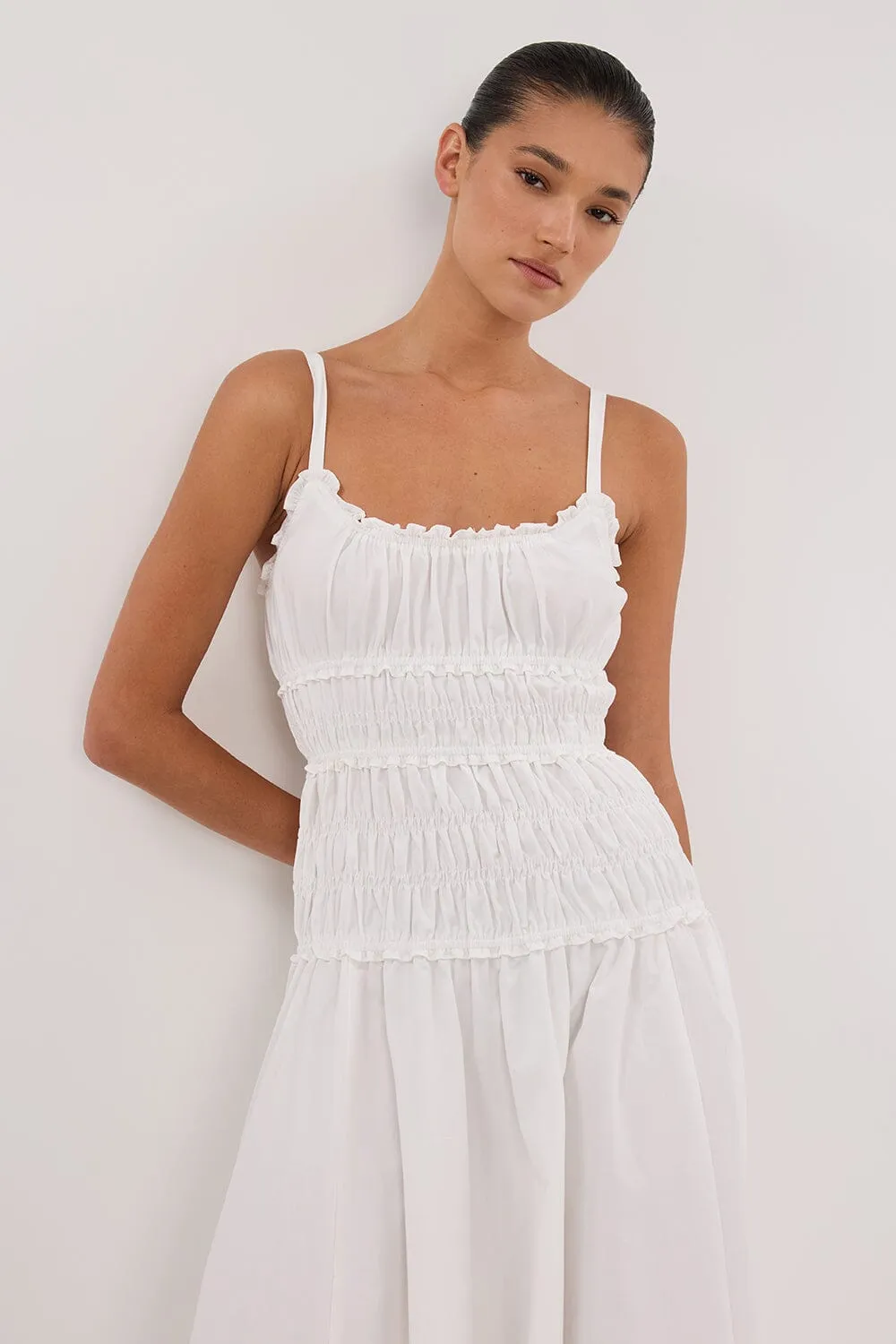 TOBY WHITE COTTON MIDI DRESS