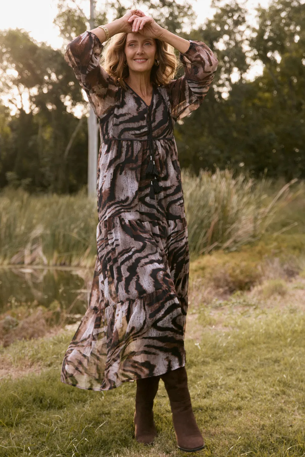 Tukdi Dress in Zebra