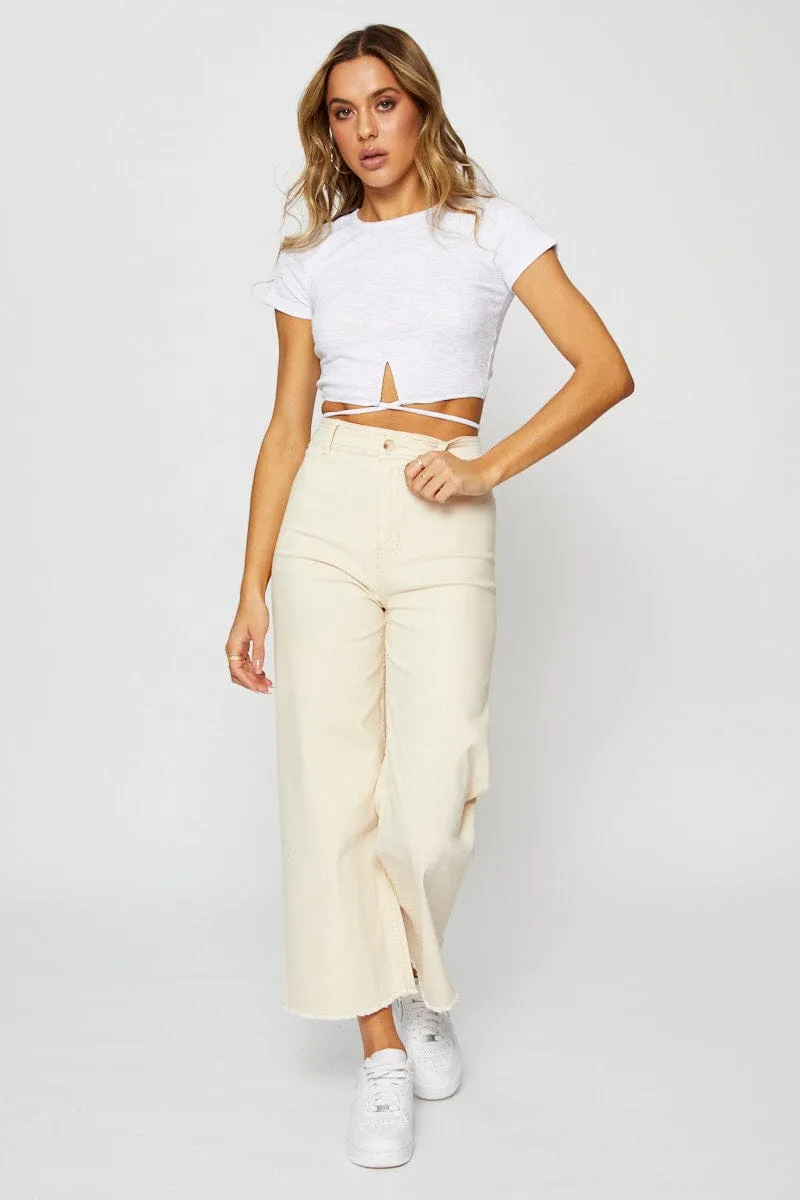 White Crop T Shirt Short Sleeve