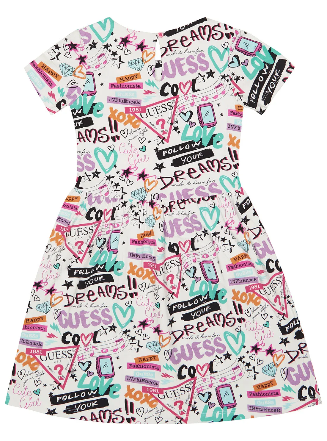 White Graffiti Print Logo Dress (2-7)