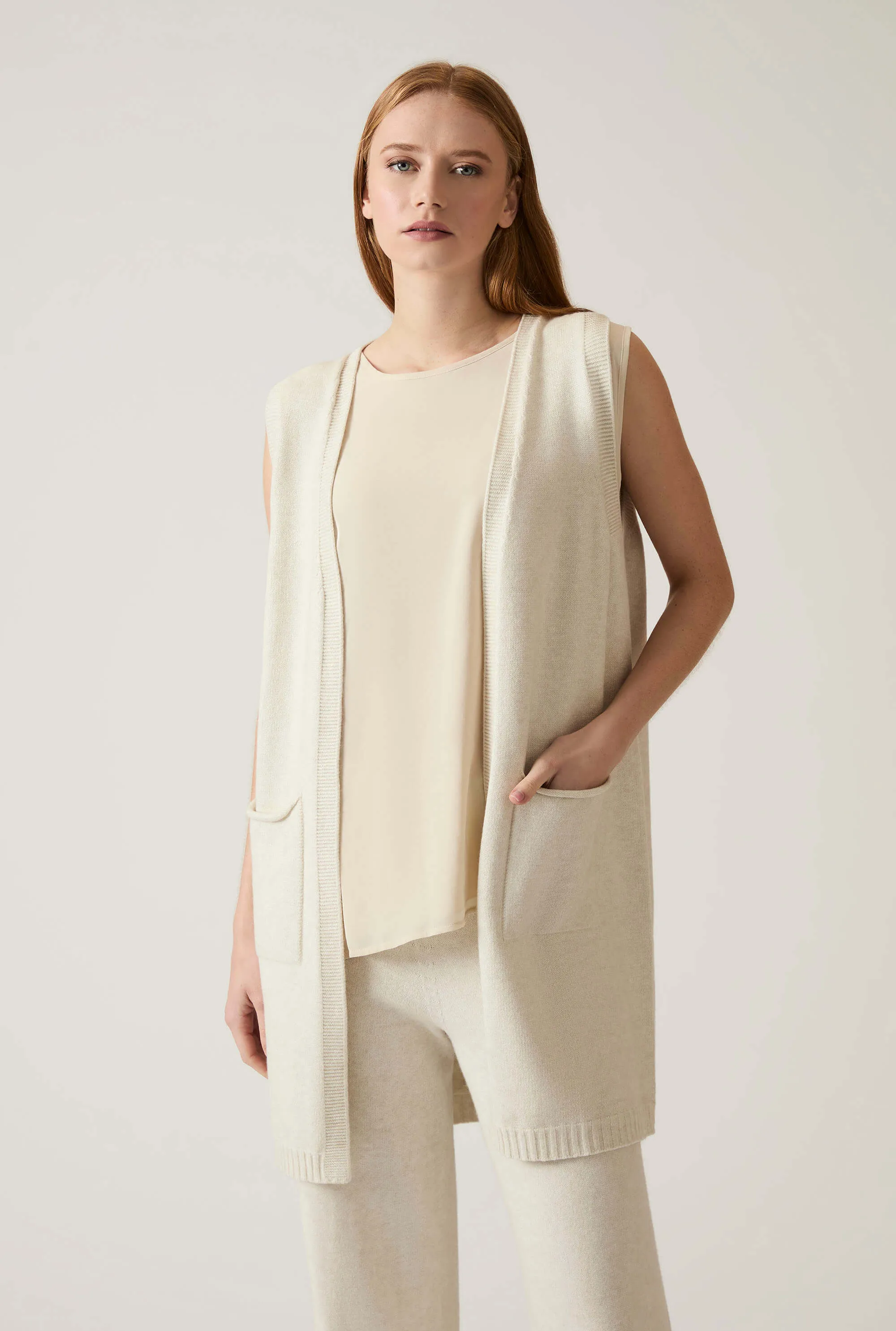 White Knitted Gilet