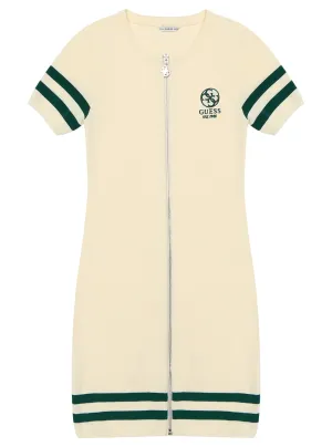 White Short Sleeve Knit Sweater Dress (7–16)