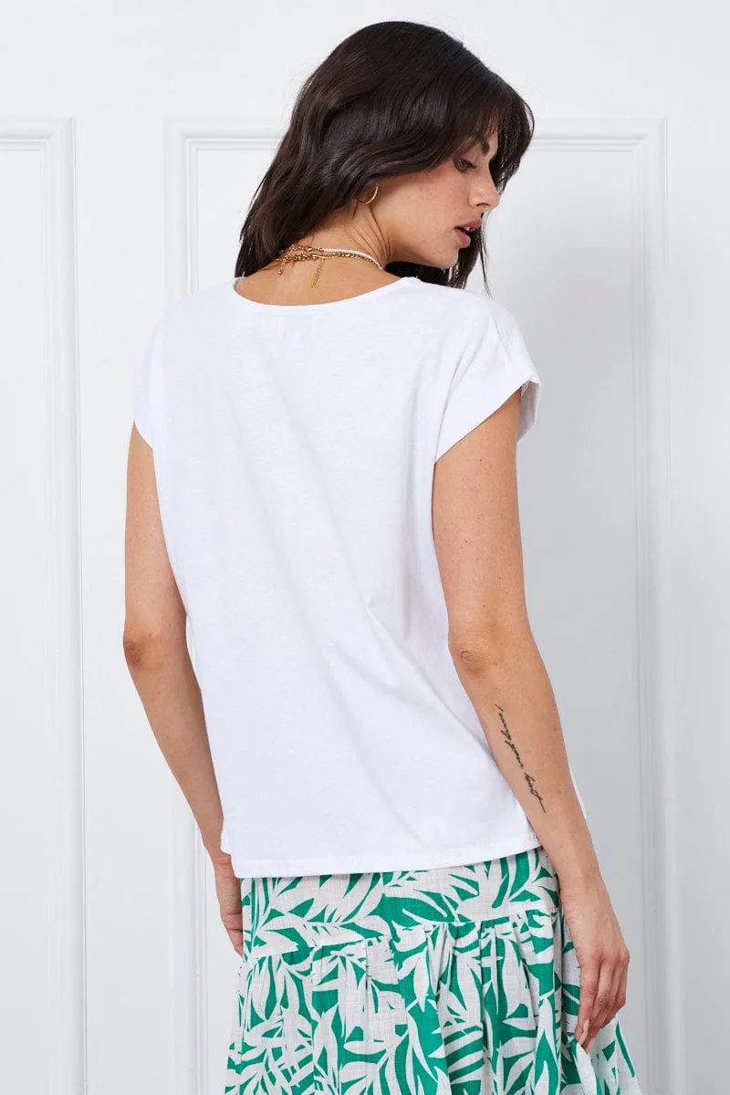 White T Shirt Short Sleeve Crew Neck