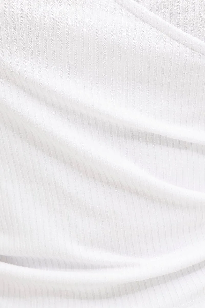 White Top Drawstring Wrap Neck