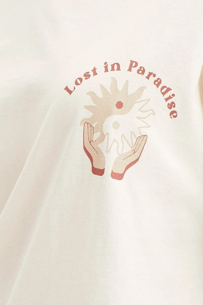 White Unisex T Shirt Short Sleeve Oversized Crew Neck
