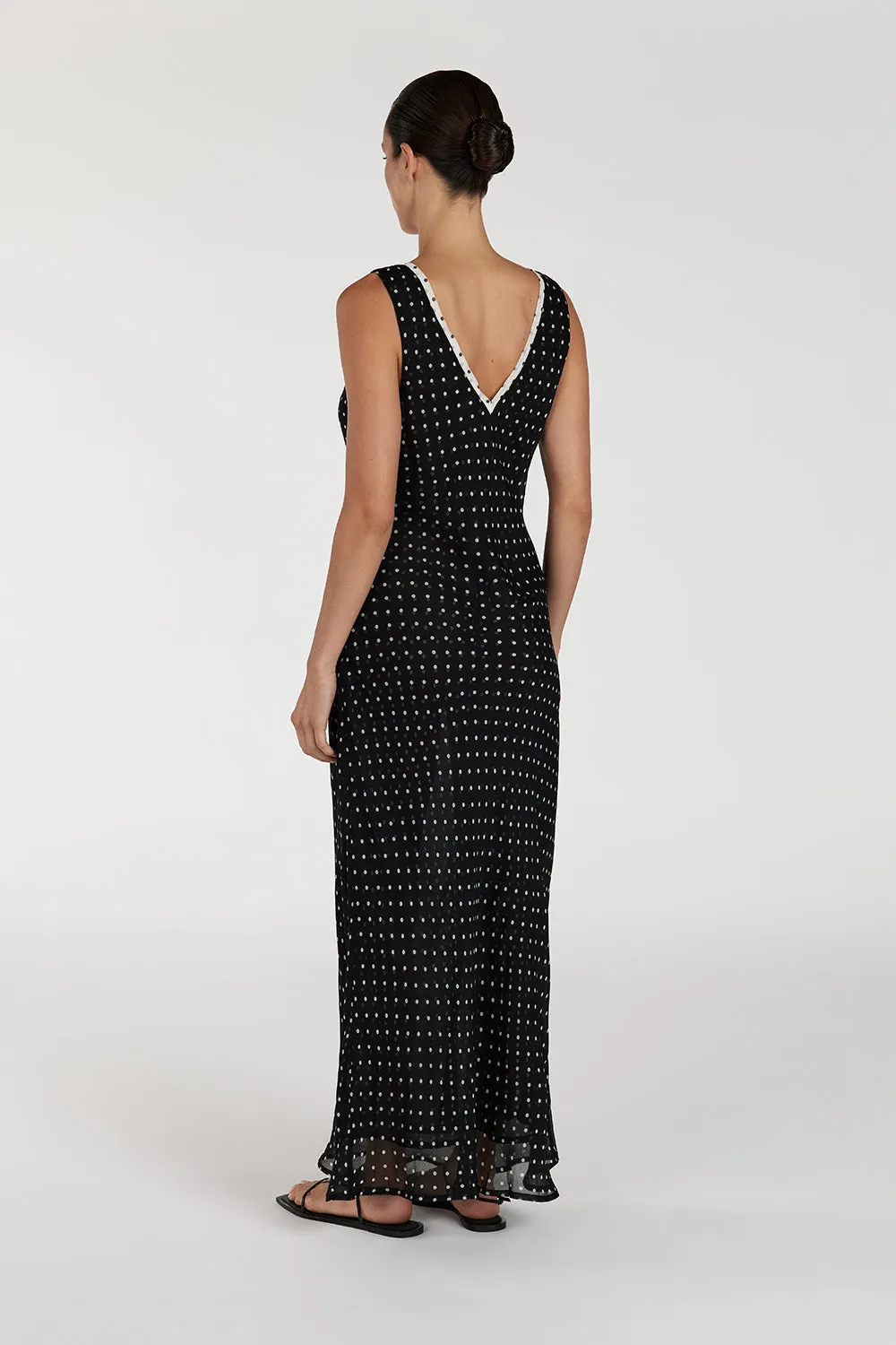 WINONA BLACK SPOT MIDI DRESS