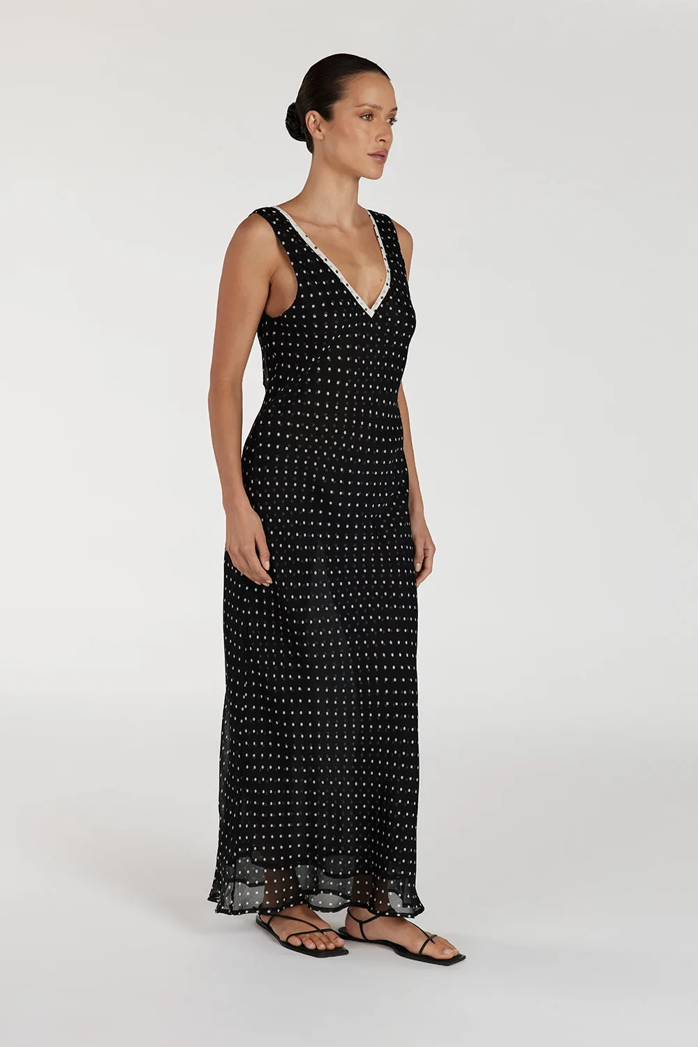 WINONA BLACK SPOT MIDI DRESS