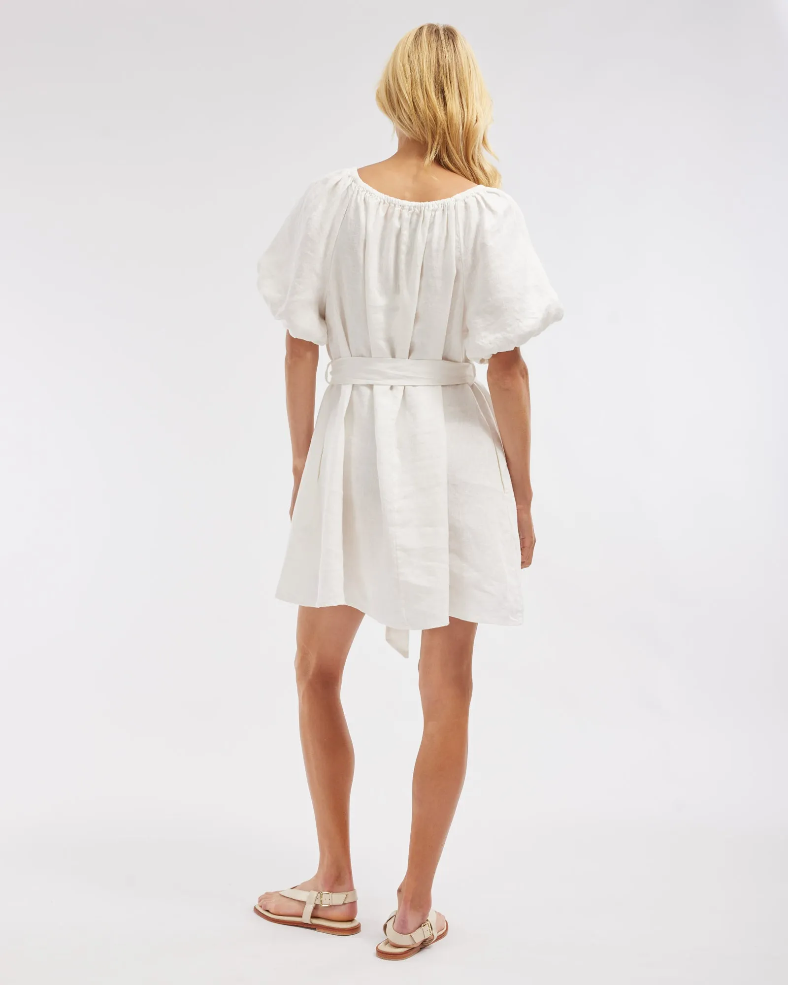 Wren Linen Mini Dress - White