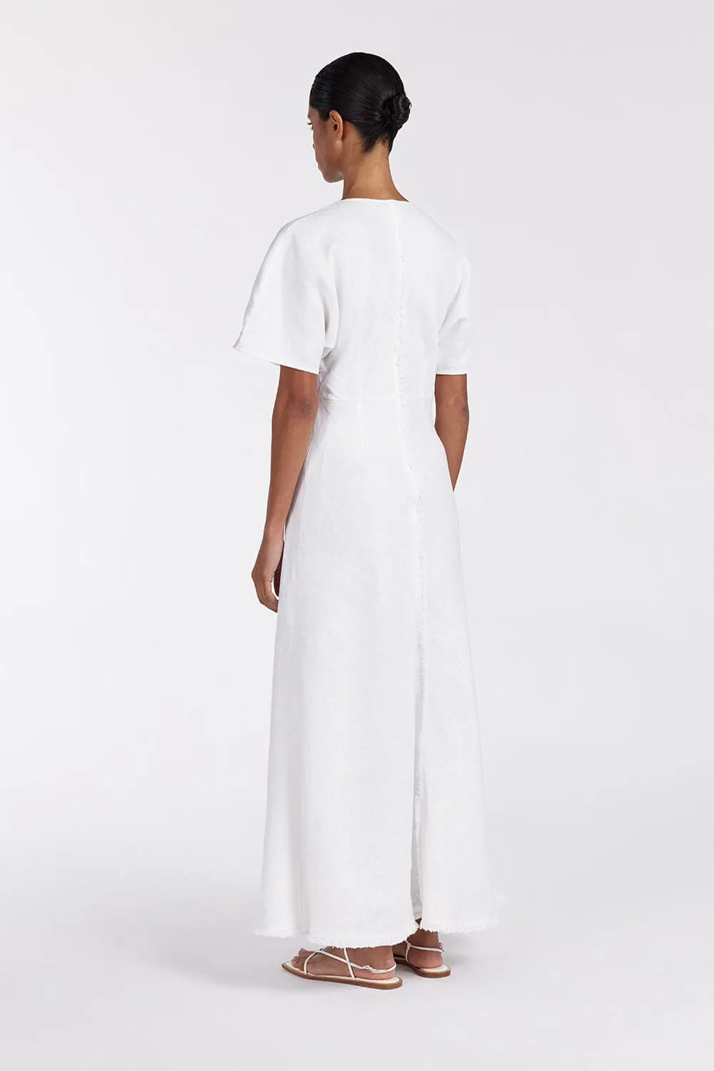 ZAHARA WHITE FRINGING MIDI DRESS